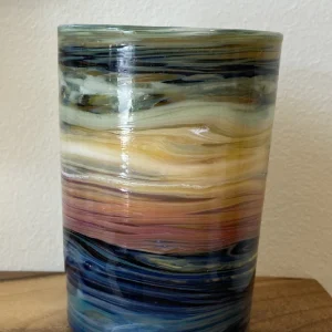 Handblown Glass Threaded Jar