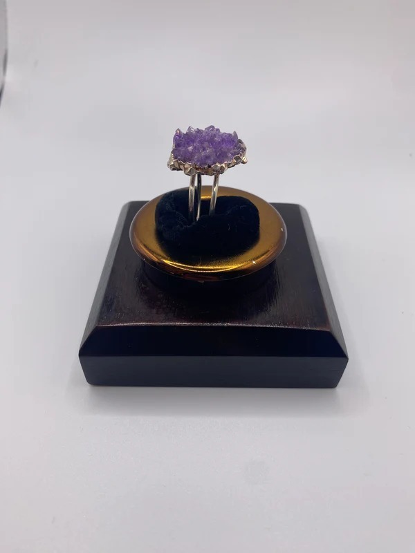 Silver Amethyst Rose Ring