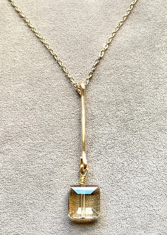 Gold Square Crystal Necklace