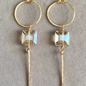 Silver Hop Crystal Earrings