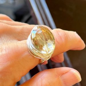 Oval Crystal Wire Wrapped Ring